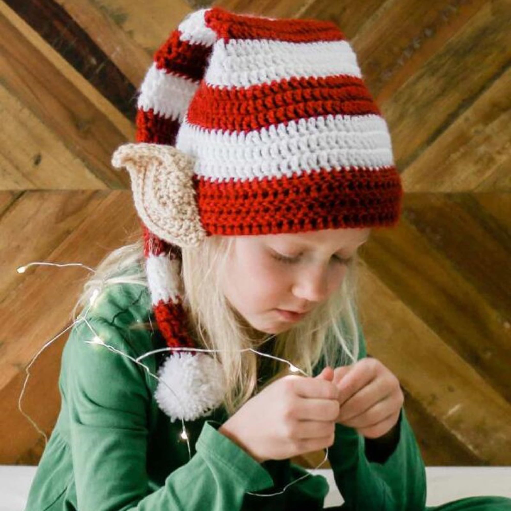 Christmas Elf Hat Stripe Long Tail Crochet Santa Hat Beanie  display picture 2