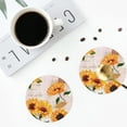 thumbnail image 4 of Lsque Sunflower 5 Pattern 4" Drink Coasters Set of 4, PVC Leather Absorbent Coasters, Table Coaster Set Decorative Coffee Cup Coasters Housewarming Gift -Round Shape, 4 of 6