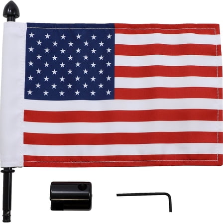 Pro Pad Black 5/8" Square Sissy Bar Flag Mount w/ 6" X 9" Flag (BRFM-SQ)