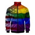 thumbnail image 3 of Chaqueta informal de manga larga con cremallera y cuello alto en 3D para hombre y mujer, con bandera del arcoíris, para lesbianas y gays, moda LGBT, 3 of 5