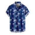 thumbnail image 2 of Floenr Mens T Shirts,Men's Lapel Chest Pocket Hawaiian Print Loose Short Sleeve Shirt, 2 of 4