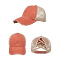 thumbnail image 3 of WEIYLL Beret Hat Women Men Washed Light Version Elastic Drawstring Distress Ponytail Mesh Tongue Headwear, 3 of 4