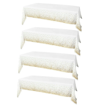 

4Pcs Gold Polka Dot Design Disposable Tablecloths Plastic Tablecloths (Golden)
