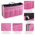 thumbnail image 5 of Purse Organizer Insert with Zipper and Handles, 13 Pocket Handbag Tote Bag Organizer Liner, Pink, TIKA, 5 of 7