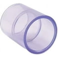 thumbnail image 1 of y Clear PVC Pipe Fitting (bluish tint): Coupling, Schedule 40/80, 3 Inch PVC Pipe Socket (3.5 Inch ID) Coupling 3 Inch, 1 of 2