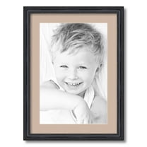 ArtToFrames 16x22 Matted Picture Frame with 12x18 Single Mat Photo Opening Framed in 1.25 Black Stain on Solid Red Oak and 2 Grey Beige Mat (FWM-4083-16x22)
