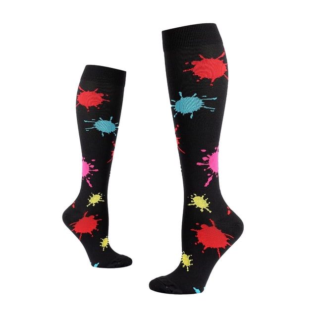 TIEVOSA Women's Sports Stretch Compression Socks Outdoor Sports High Leg Running Pressure Socks(Hot Pink)