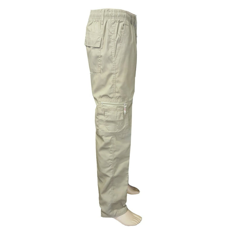 Men´s Elastic Waist Military Cotton Cargo Pants Trousers Casual