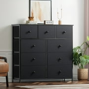 GUNAITO Dressers for Bedroom of 9 Drawer Chest of Drawers Closets Black Dresser Large Capacity Organizer Tower Steel Frame Wooden Top YLZ9B6