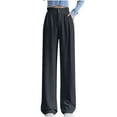 thumbnail image 2 of FAMTKT Women's Loose Fit High Waisted Wide Leg Pants Straight Long Trousers Suit Pants Casual Pants, 2 of 9