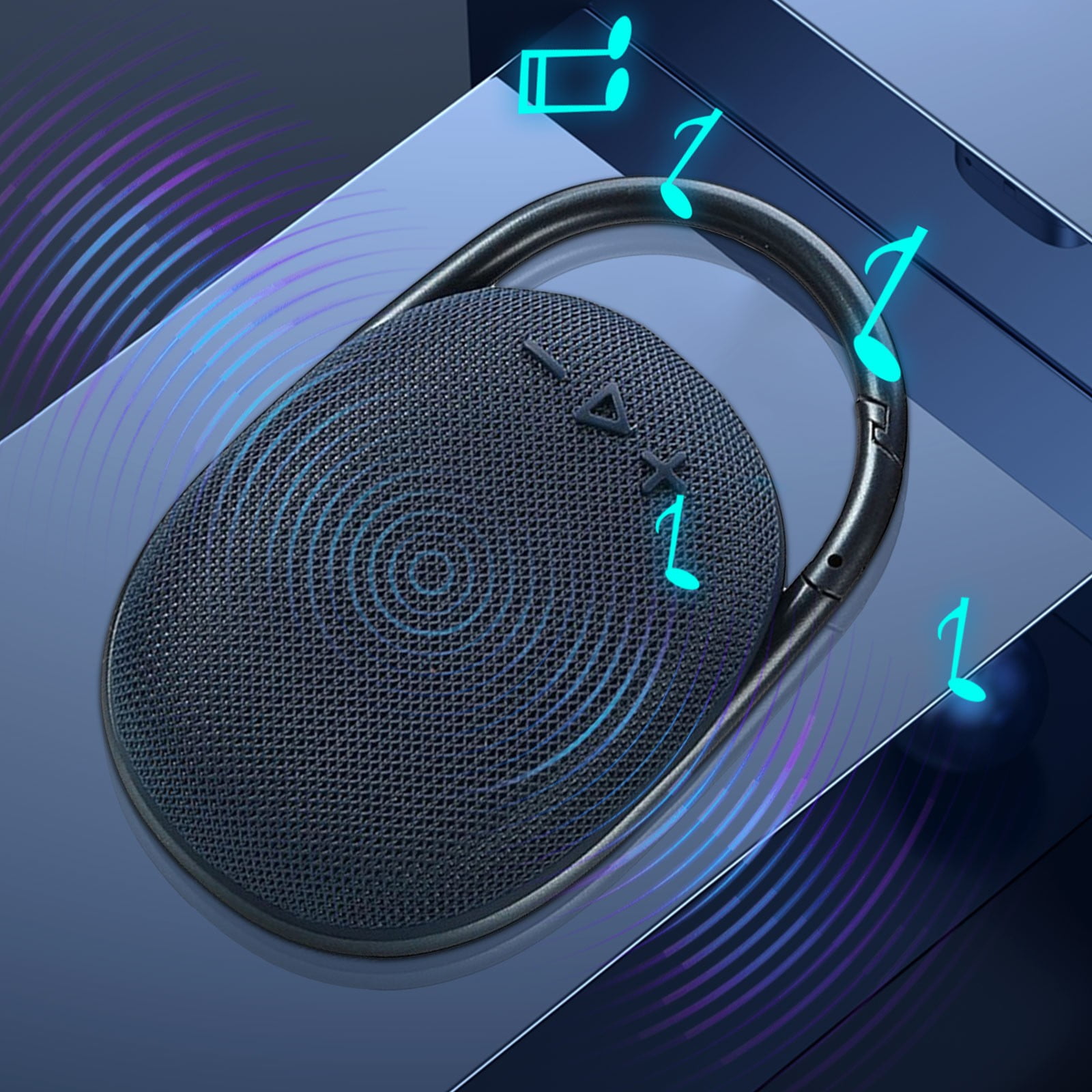 CLIP4 Bluetooth Speaker with LED Lights - 5W Portable Speaker for Outdoor, Carabiner Clip, 10H Playtime, Waterproof, Stereo Pairing, Great for Camping/Parties