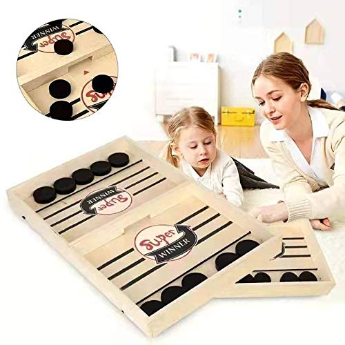 Fast slingshot ice hockey games, wooden hockey games, adult and children slingshot table games, foosball, fast pace tabletop ice hockey games, used for party, family, parent-child interactive toys (M)