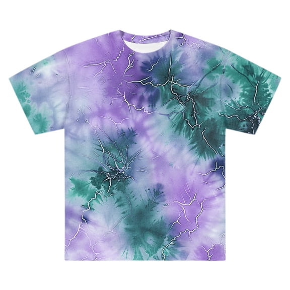 Bibifish Mens T-Shirts Slim Fit Crew Neck Purple Green Tie Dye Tshirts Vintage Short Sleeve Street Tee Tops
