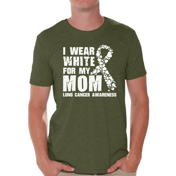 Awkward Styles Men's I Wear White for My Mom Graphic T-shirt Tops Lung Cancer Awareness