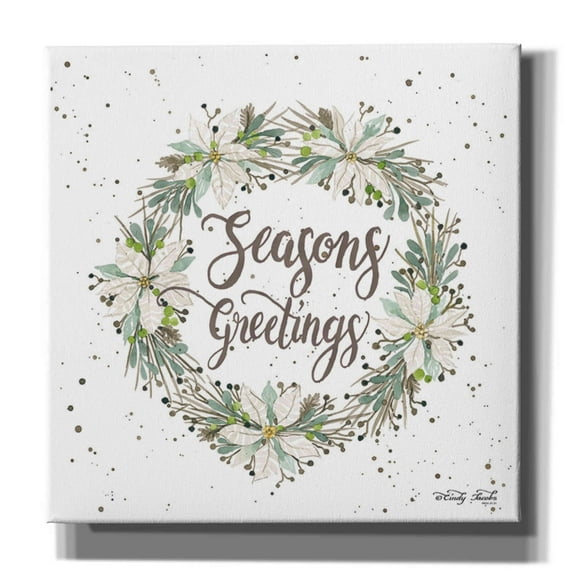 Epic Graffiti 'Seasons Greetings Wreath III' by Cindy Jacobs, Canvas Wall Art, 18"x18"