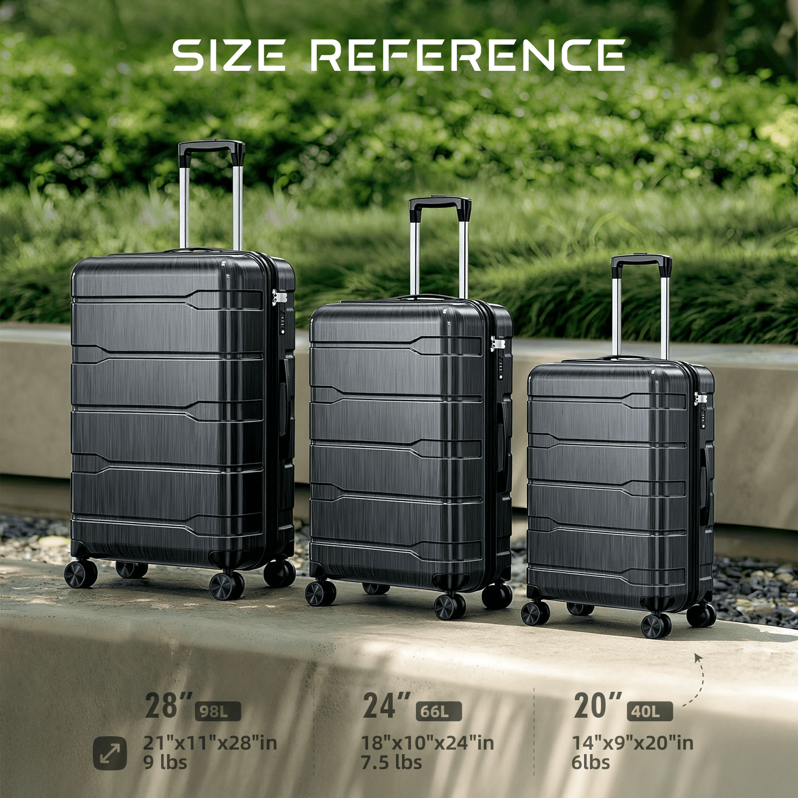 Vebreda 3 Piece Hardshell Luggage Set with TSA Lock, YKK Zippers, Spinner Wheels, Lightweight PC+ABS Suitcases (20”/24”/28”)