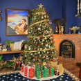 thumbnail image 3 of Hykolity Árbol de Navidad preiluminado de 6,5 pies, árbol de Navidad artificial con 400 luces blancas cálidas, 1100 puntas, soporte de metal y ramas con bisagras, 3 of 3