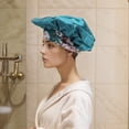 thumbnail image 4 of Unique Bargains Women Flowered Shower Cap Black 1 Pc Peacock Blue, 4 of 5