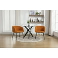 thumbnail image 2 of Modern Set of 2 Dining Chair with Black Metal Legs and Non-Slip Pads, Boucle Fabric Armchair with Ergonomic Curved Backrest, Upholstered Side Chair for Makeup Room Bedroom Livingroom, Ginger, 2 of 9