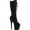 Black Faux Suede, variant on Women's Pleaser Flamingo 2051FS Peep Toe Knee High Boot