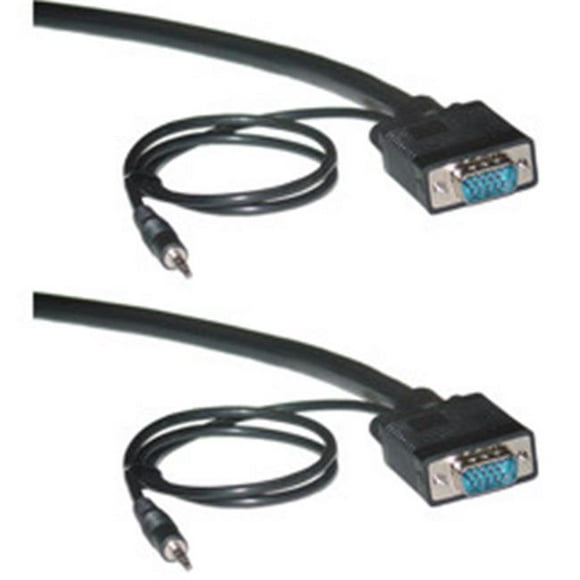 Shielded SVGA Cable with 3.5mm Audio Black HD15 Male Coaxial Construction Double Shielded 6 foot