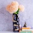 thumbnail image 2 of Black Ceramic Vase, Fresh Flower Vase, Golden Highlights, Abstract Design, 2 of 6