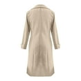 thumbnail image 6 of Women's Long Wool Blend Coat, Classic Double Breasted Trench Coat, Belted Open Front Overcoat, Elegant Lapel Jacket, Casual Long Coat, Trench Style Outerwear, Fall Winter Coat Beige L, 6 of 6