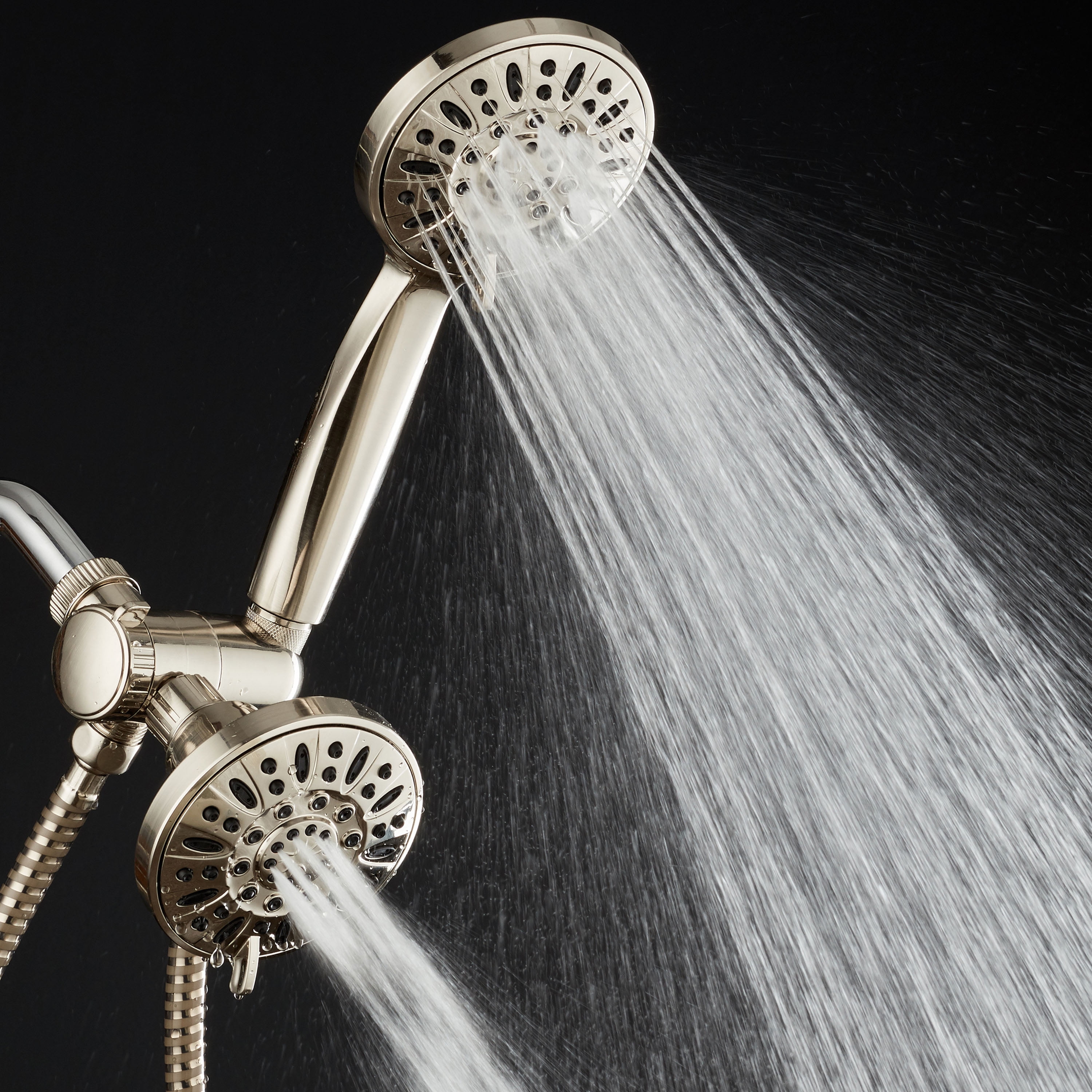AquaDance High-Pressure 48-Setting Luxury 3-Way Dual Shower Head Combo, Brushed Nickel