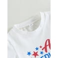 thumbnail image 5 of Wassery Toddler Boys Independence Day Clothes Suit  White Short Sleeve Letter Star Print Tops + Red Drawstring Shorts 4th of July Summer Outfit Sets 0-3T, 5 of 8