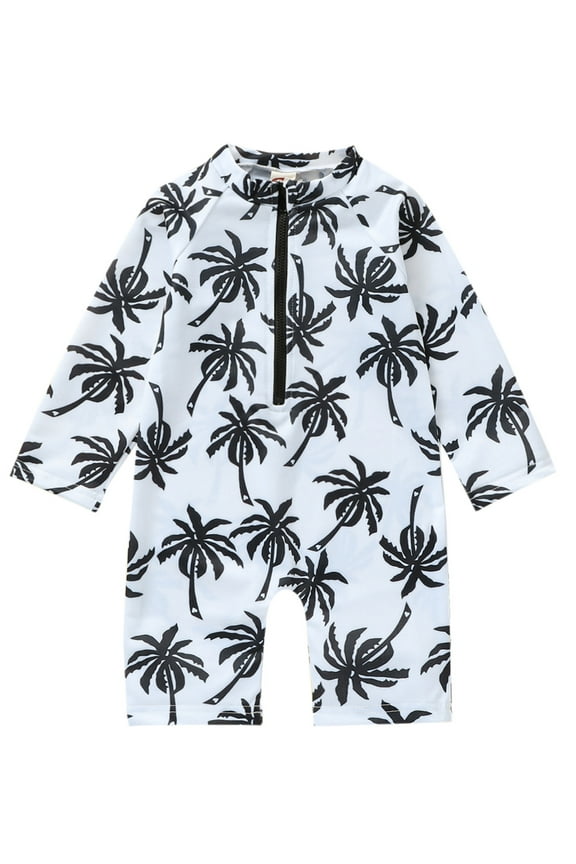 Rashguard Long Sleeve One-Piece Swimwear Print Zipper Toddler Baby Boy 3M to 5T