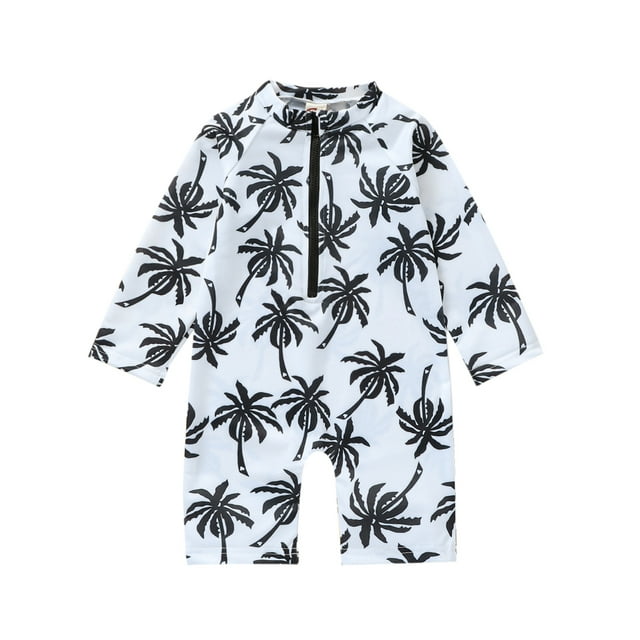 Kmbangi Barboteuse d'Été pour Garçon, Maillot de Bain à Manches Longues Col Rond Fermeture Éclair Plage Piscine Justaucorps Short 3M-5Y
