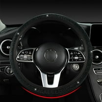 Leadwolf Diamond Leather Steering Wheel Cover with Bling Bling Crystal Rhinestones, Universal 15 inch Anti-Slip, Black Microfiber Leather Black Diamond