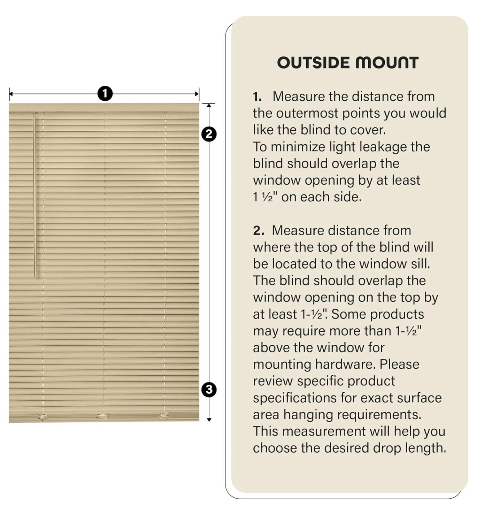 Cordless Room Darkening Mini Blind - 35 Inch Width, 64 Inch Length, 1" Slat Size - Latte - Cordless GII Deluxe Sundown Horizontal Windows Blinds for Interior by Achim Home Decor