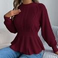 thumbnail image 2 of Wdgfv Cotton Pullover Sweater Women Elegant Women's Knit Pullover Sweater Featuring Waist Ruffle Detail And Long Sleeves For Daily Comfortable, 2 of 3