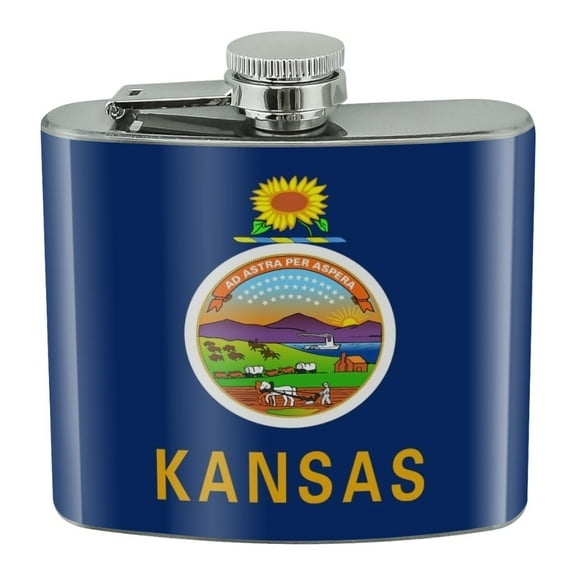 Kansas State Flag Stainless Steel 5oz Hip Drink Kidney Flask