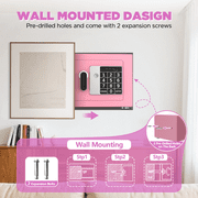 BESAFETY 0.25 Feet Cubic Safe Box, Money Lock Safes with Digital Keypad, USB Cable and Sensor Light, Security Safe for Home Office Hotel (Pink)
