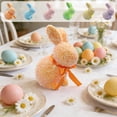thumbnail image 1 of Adorno de conejo de Pascua – Conejo de pie, espuma, multicolor, 9,25" de alto, lazo brillante, detalle de mesa, decoración de vacaciones de primavera, 1 of 6
