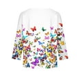 thumbnail image 4 of Abcomgle Girls Long Sleeve Shirts 7-8 Casual Butterfly Graphic Crewneck Shirts for Kids Girls Fall Basic Top for Girls Cute Girls Blouses 7-8 Years,White, 4 of 6