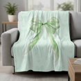 thumbnail image 2 of Green Bow Blanket Soft Cozy Warm Throw Blanket for Couch, Plush Fuzzy Flannel Fleece Blankets for Sofa, Cute Bowknot Minimalist Solid Color Bed Blankets Lightweight Gifts for Women, 50"x60", 2 of 9