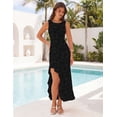 thumbnail image 2 of Merokeety Womens Summer Dresses Floral Sleeveless Crewneck High Slit Ruffle Bodycon Maxi Dress Black m, 2 of 4