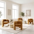 thumbnail image 6 of Pirecart Modern Velvet Accent Chair, Comfy Upholstered Side Arm Chair for Living Room, Bedroom, Reading, Barrel Chairs with 3 Legs, Brown, 6 of 8