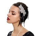 thumbnail image 3 of 1 diadema delicada de plumas negras con borlas y diamantes de imitación, 3 of 7