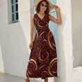 thumbnail image 4 of Vestido sin mangas con estampado de brillo granate y dorado, vestidos cortos, atrevido vestido de verano, falda, vestido de noche para mujer., 4 of 7