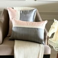 thumbnail image 2 of Cushion Cover Custom, Light Pink & Grey 22"x22" (55x55 cm) Throw Pillow Covers, Silk Color Block Patchwork Throw Pillows For Couch, Patchwork Pattern Modern Style - Splendour Pink, 2 of 10