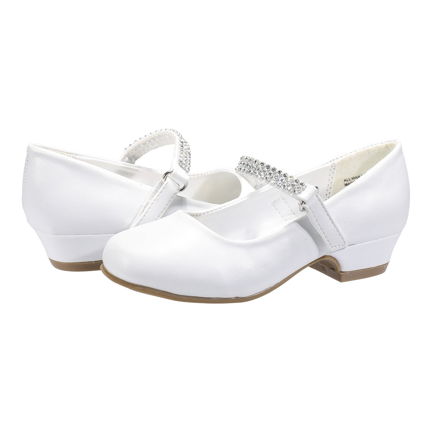 EIGHT EIGHTEEN Girls Round Toe Rhinestone Strap Kiddie Heel Pump ...