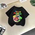 thumbnail image 5 of Camiseta de verano de la marca de dibujos animados Mario, cómoda para niños, informal, de calle, con diseño de sol, para niños y niñas, ropa bonita de estilo Harajuku para niños y hermanos, 5 of 5