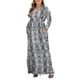 thumbnail image 4 of Aiyino Women Plus Size V Neck Long Sleeve Casual Evening Dress, Comfortable Elegant Party Maxi Dress, 4 of 7