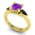 thumbnail image 2 of 2.50 Carat Round Cut Amethyst & Black Onyx Gemstone Elegant 3-Stone Ring for Women Solid 14K Yellow Gold Size 11.5 by Diamond-Capitals, 2 of 8