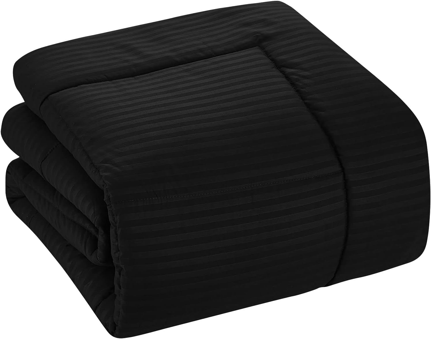 D.N.G. BEDDINGS Full/Queen Size 800 Thread Count, 100% Egyptian Cotton, Black Premium Hotal Quality, 1 Piece Box Design Striped Comforter Set