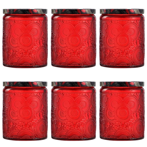Kits de contenedor de vela de cristal en relieve 6pcs Velas redondas vacías haciendo frascos de albañil